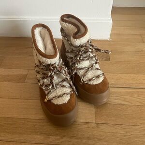 Moon Boot Brown and Cream Winter Boots